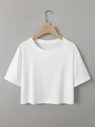 Men Women Short T-shirt Black White Solid Color Loose Street Short Sleeve Clothing Hip Hop Fashion Show Navel Exposed Clothing