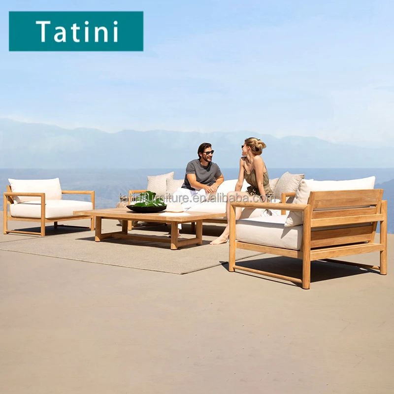 Outdoor Teak Leisure Sofa Courtyard Villa Wooden Furniture Hotel Garden Modern High End Single Lounge Waterproof And Sunscreen