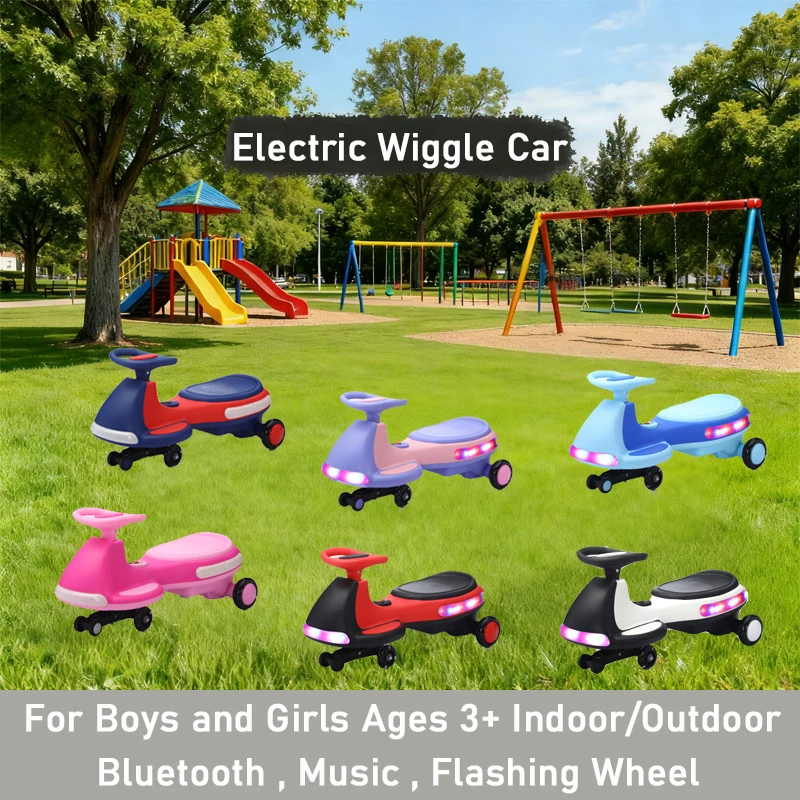 Auto oscillante elettrica illuminata con pedale, batteria ricaricabile, auto oscillante 2 in 1, giocattolo da corsa a 2 motori, antiribaltamento