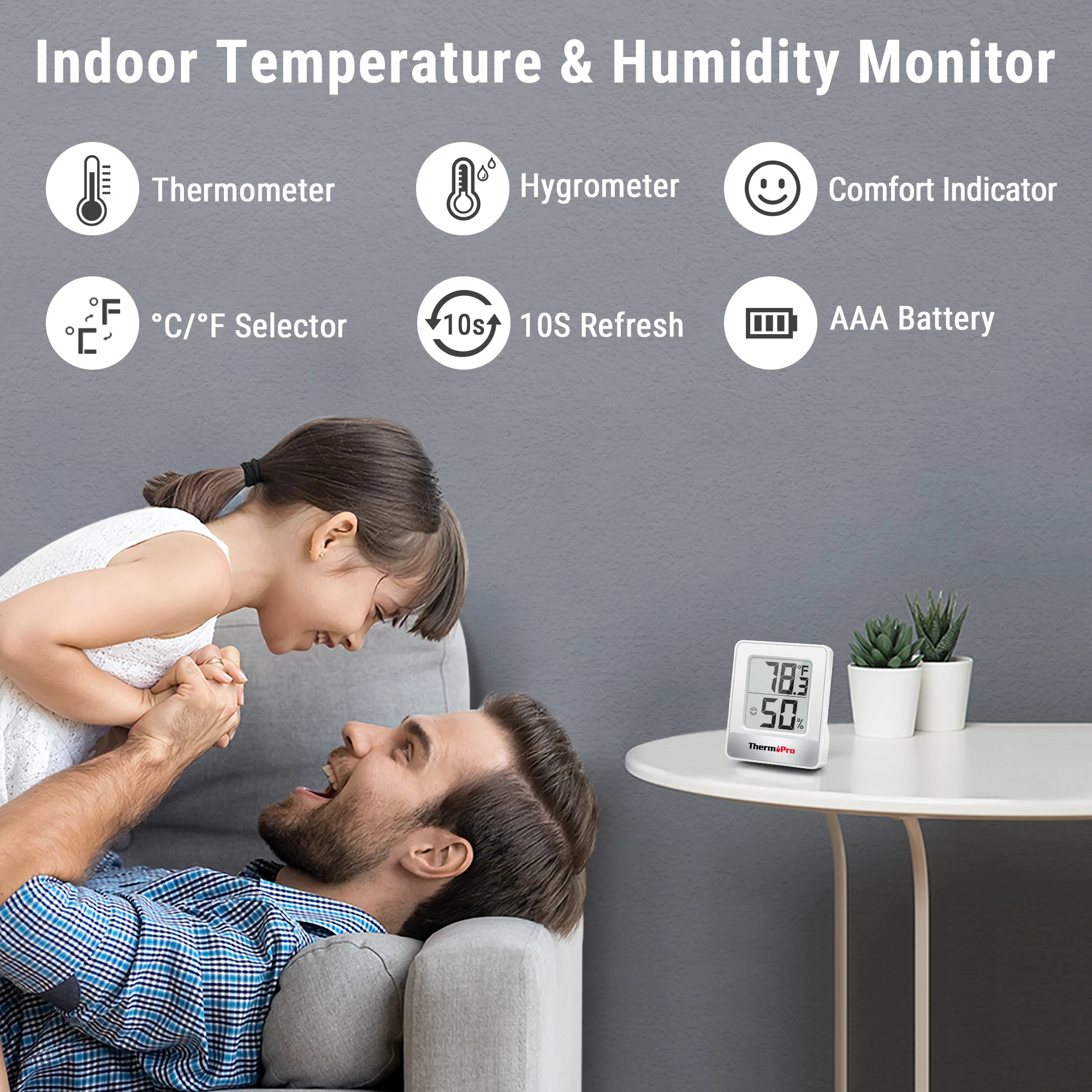 Mini Indoor Hygrometer Digital Thermometer Humidity Meter for Home Room Bedroom Greenhouse Baby, ThermoPro TP-49 LCD Magnetic