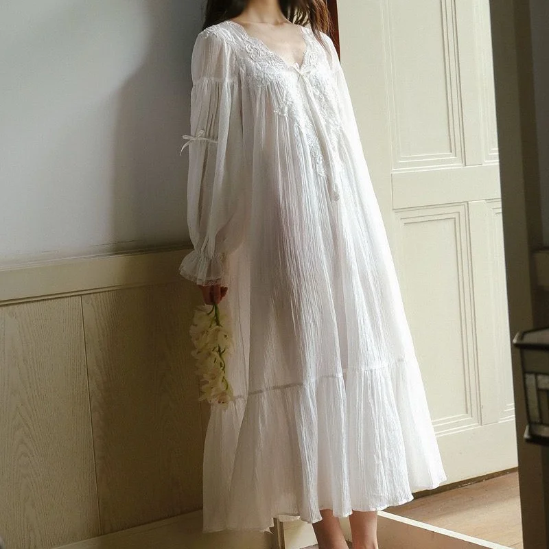 

Women Sleeping Skirt Spring Autumn Long Sleeve Nightgowns Pajamas Fashion Nightdress Princess Style Home Clothes Dress New Style