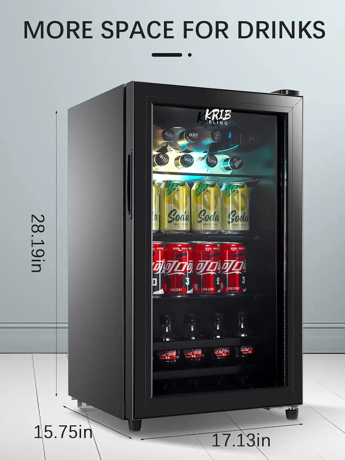 Refrigerador y enfriador de bebidas para 120 latas, mini refrigerador con estantería ajustable de alambre, máquina dispensadora de bebidas pequeña