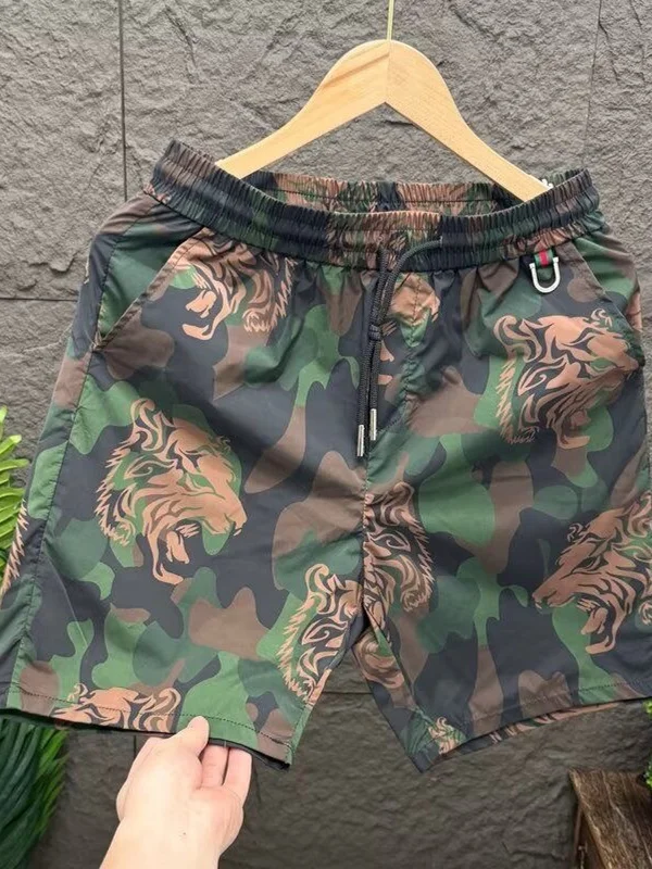 

Ice Silk Qui Dry Casual Men's orts Five-Quarter Length Summer Faionable Loose Fit Straight Leg Printed Beach Pants