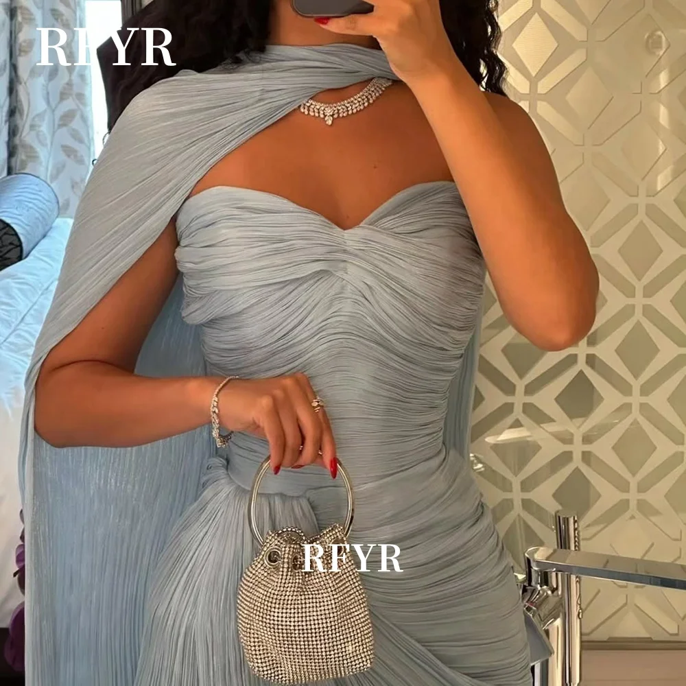 RFYR Abito da festa senza spalline con pieghe Abito da sera con spacco alto Abito da gala per celebrità per donne arabe Abiti personalizzati