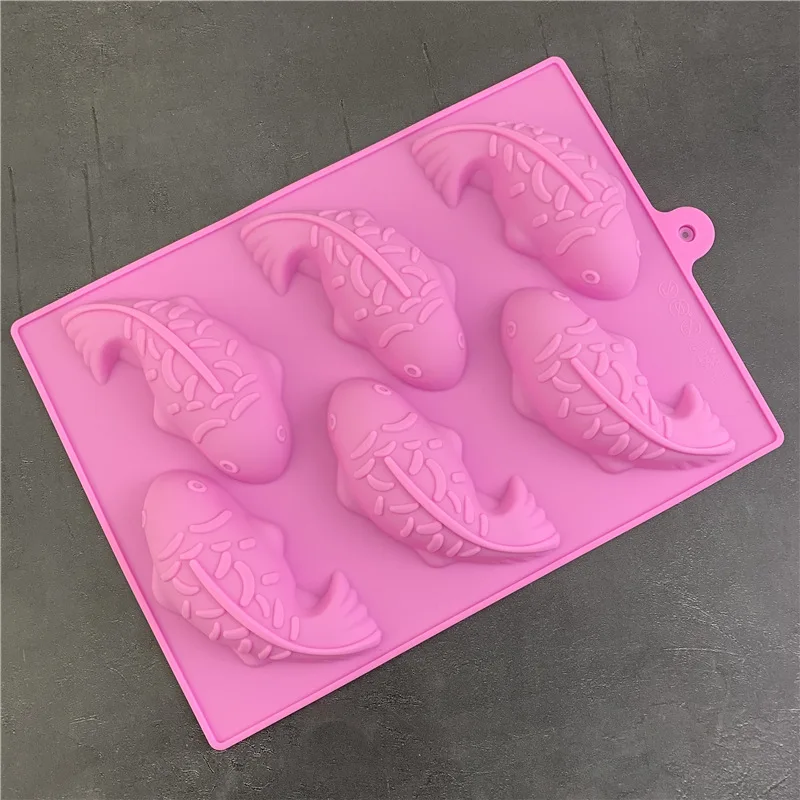 Creative 6 Holes Fish Carp Silicone Cake Molds 3D Soap Making Mold Chocolate Ice Cream Mould Dessert Molds Cake Baking Tools