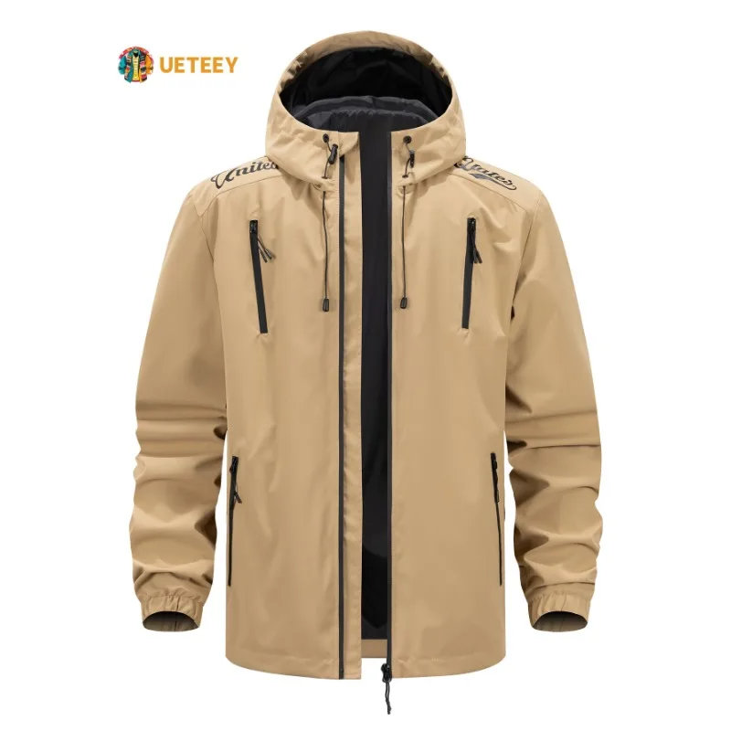 

Men's Outdoor Hooded Jacket Windproof Casual Loose Fit Multi-Pocket Coat Hiking Trekking Sports Fashion Streetwear Daily Wear