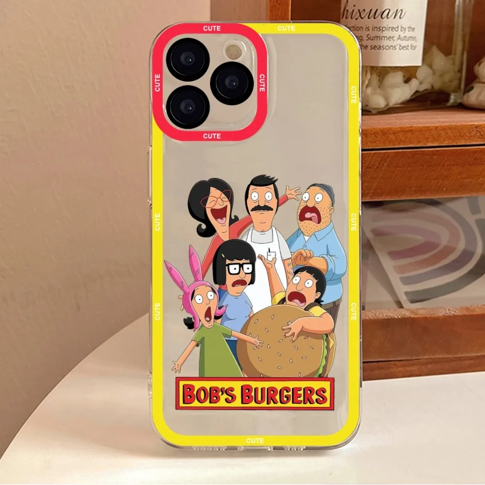 Cartoon Burgers Bobs  Phone Case For iPhone 11 12 Mini 13 14 Pro Max Transparent Shell