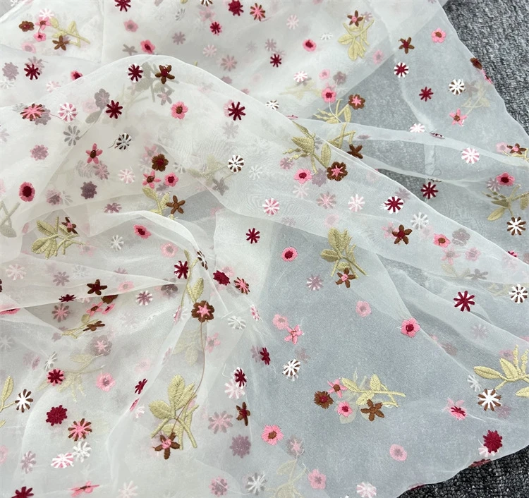 New soft mesh embroidery lace organza embroidered fabric Floral DIY Princess dress lace fabric