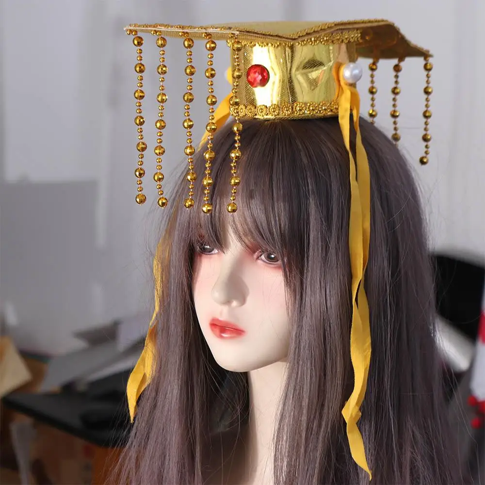 

Bradde Chain Chinese Emperor Crown Han Dynasty Traditional Imperial Tiara Headwear Hat Tang Dynasty Cosplay Hanfu Headband