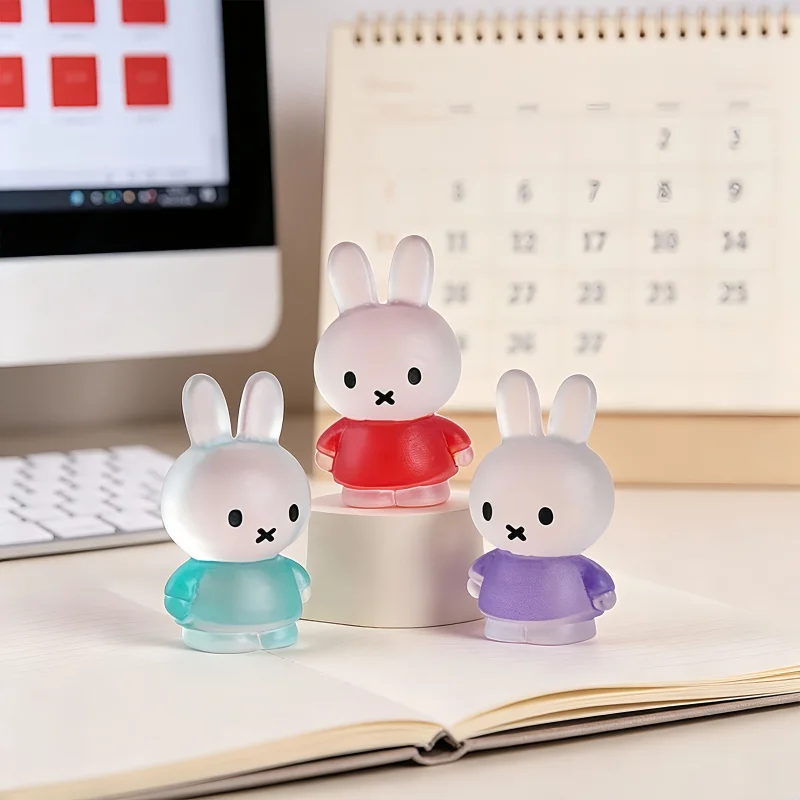 4CM Miffy Resin Frosted Ornament Ice Transparent Crafts Car Home Office Desk DIY Desktop Ornament Toys