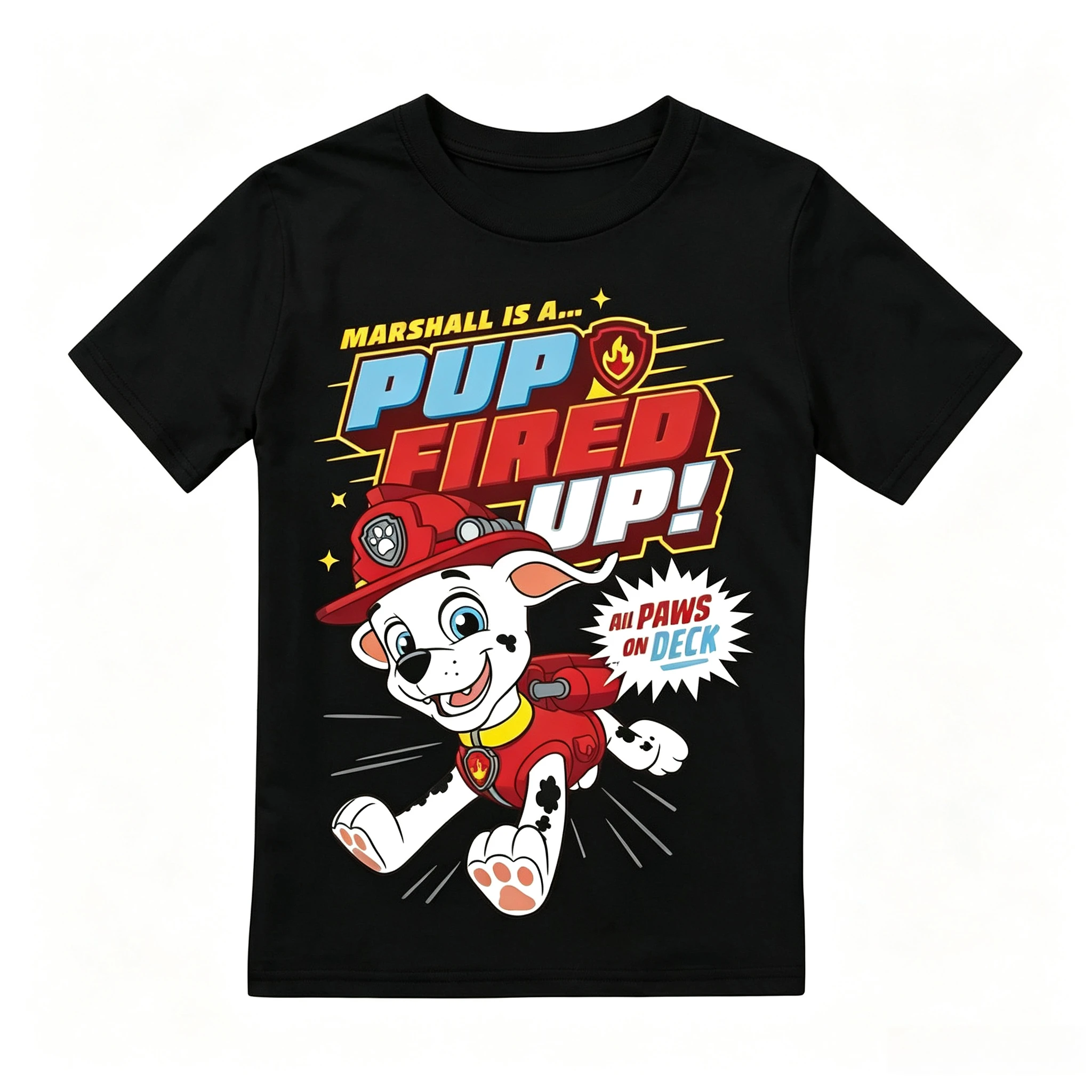 Paw Patrol Marshall Children's T-shirt Boys and Girls Short Sleeved T-shirt Cartoon Dog Print Casual Children's Top