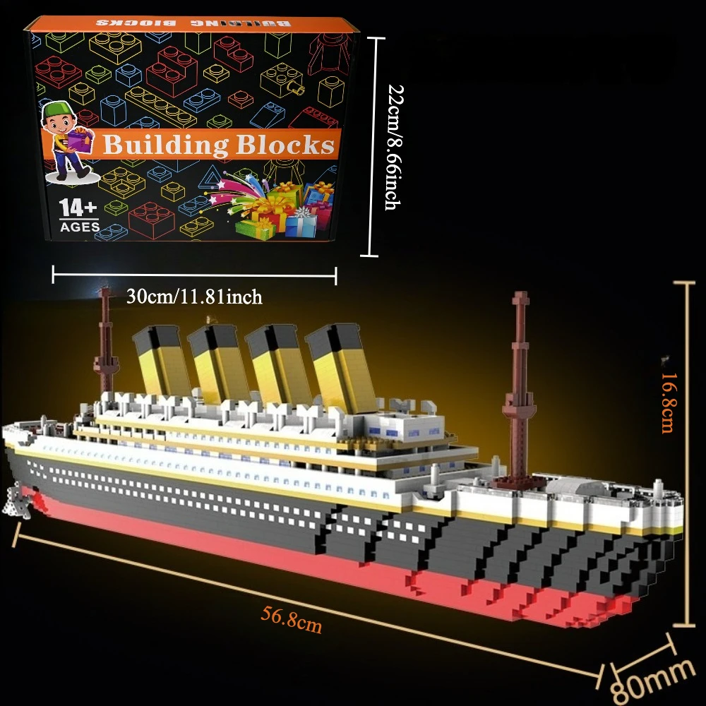 4000+Pcs Titanic Model Cruise Ship Building Blocks MOC Boat Bricks Collection DIY Construction Toys for Children Gift image 3