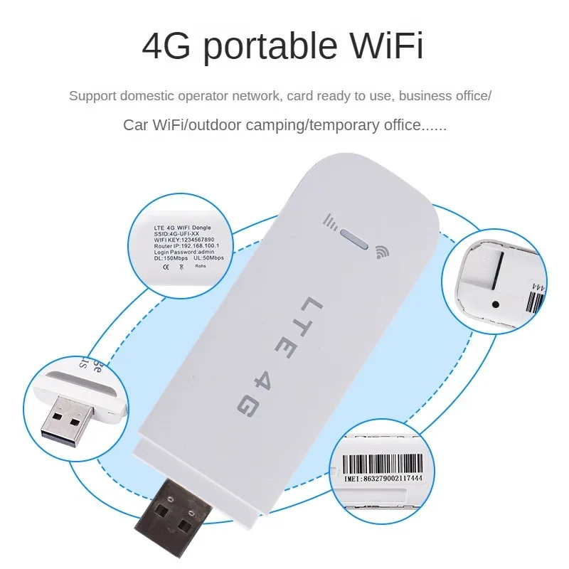 Ready Stock Portable 4G LTE USB Router with 150M Mobile WiFi Network Card & Communication Networking Product