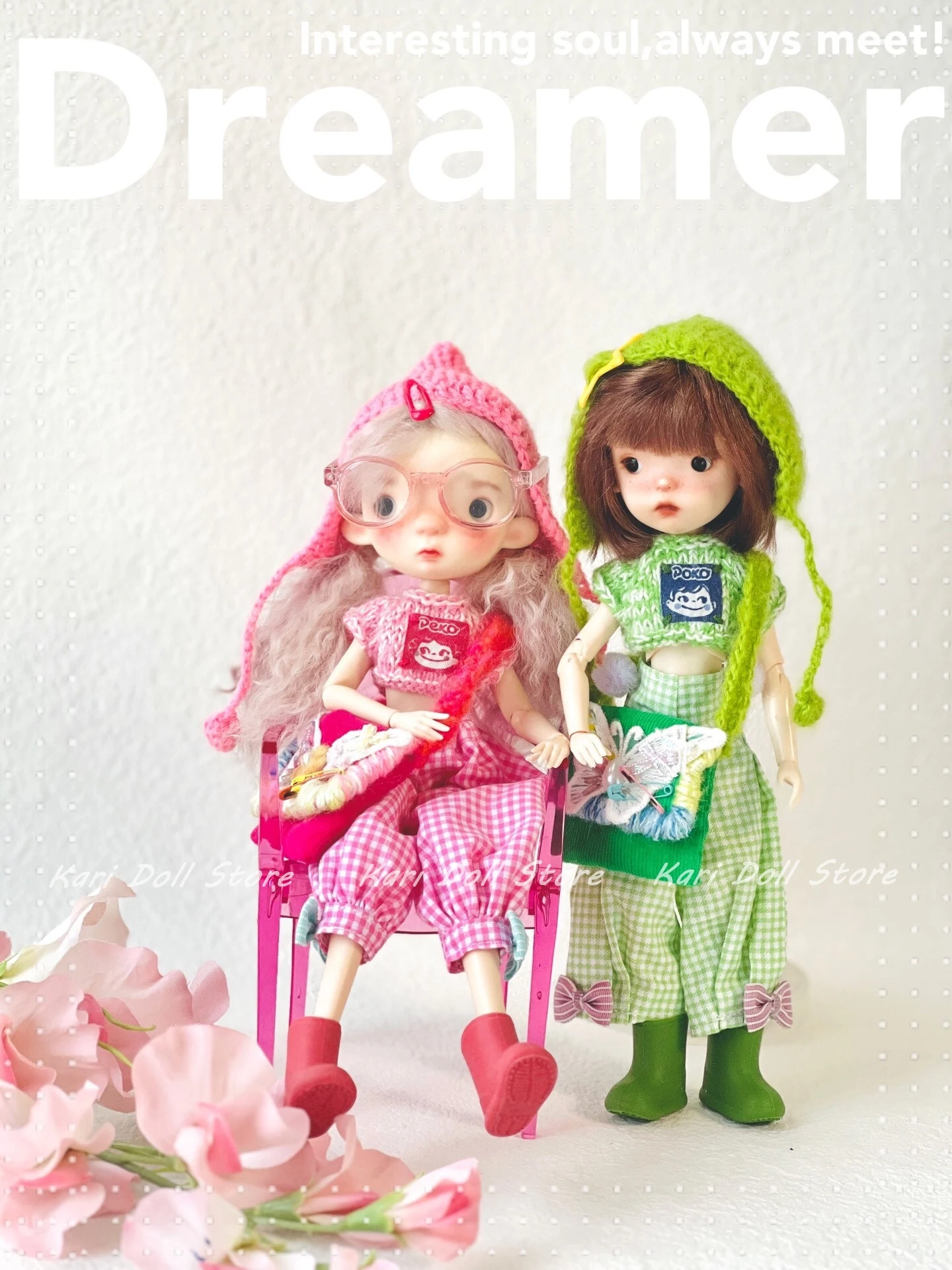 

Kari Doll Одежда и юбки 2025: розовые и зеленые клетчатые штаны, свитер, шапка и комплект детской одежды для куклы Landazz Landoudou