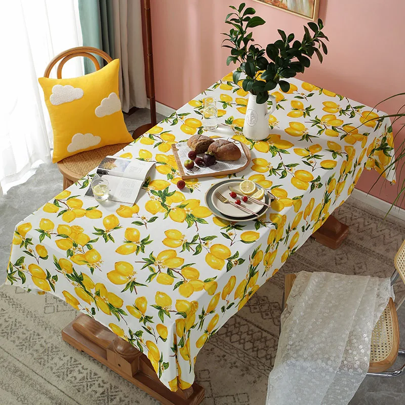 Ins Style Lemon Print Tablecloth Waterproof Rectangular Tablecloth Coffee Table Table Mat Party Wedding Decoration Accessories