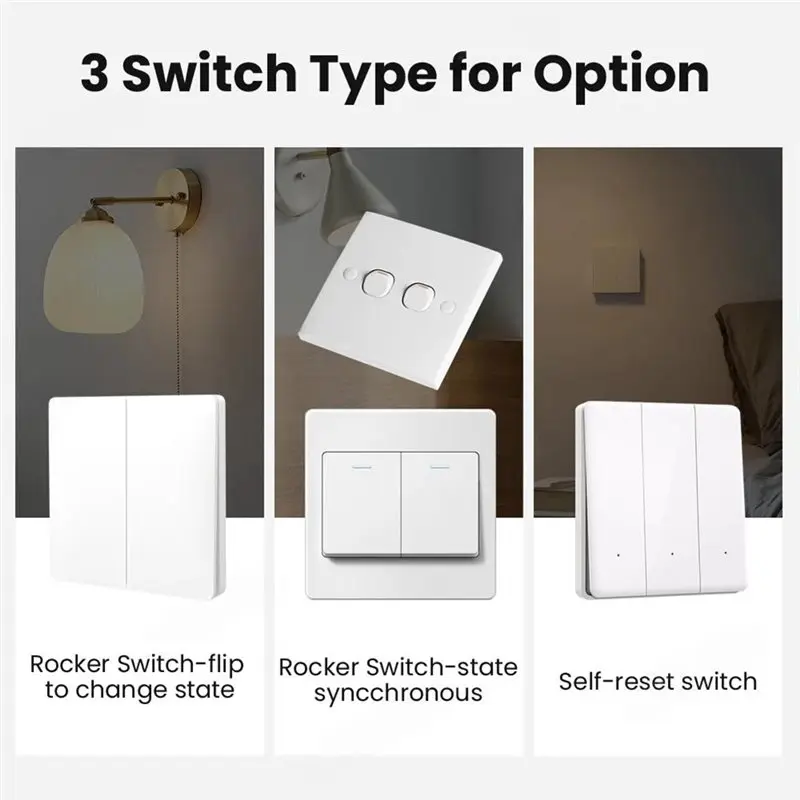 A04G-Tuya Zigbee Mini Light Switch Module Smart APP Control 1/2/3 Way With Gateway Included