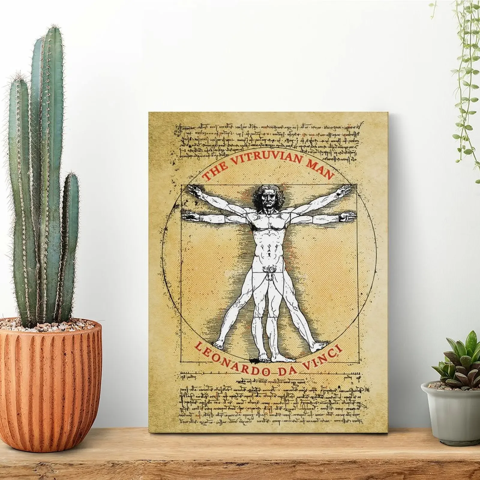 Vitruvian Man Da Vinci Canvas Painting Garage Custom Home Design Designer Framed Wall Paintings