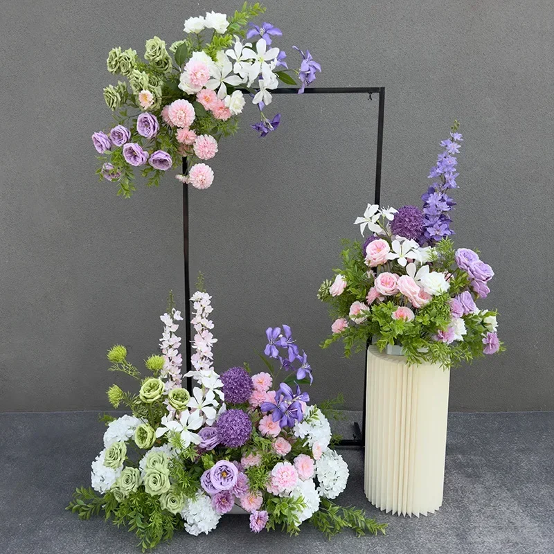 الزهور الاصطناعية الزفاف الديكور شنقا زهرة صف خلفية قوس ديكور الطريق الرصاص كرة زهرية ترتيب خلفية الأزهار #4