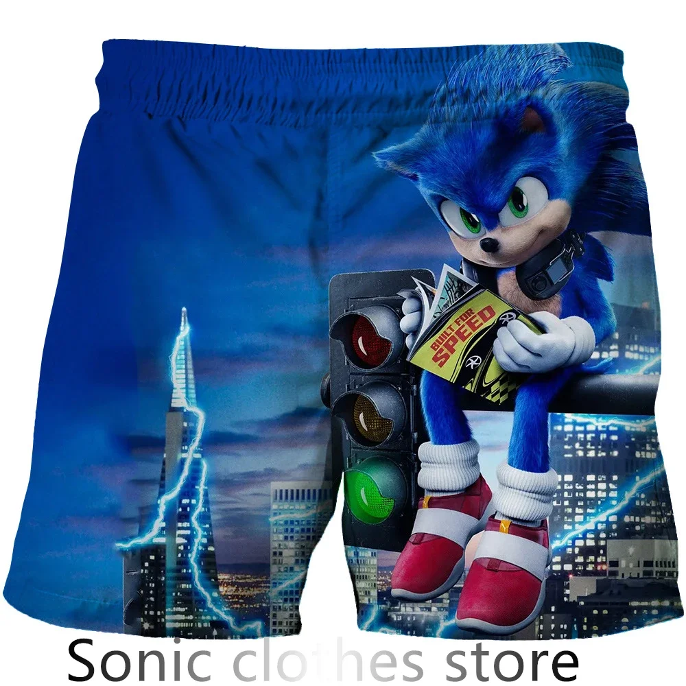 2024 New Anime Kids Sonic Shorts Fashion Boys Girls Clothes Harajuku Cute Baby Cartoon Casual Summer Boy Women Beach Pants