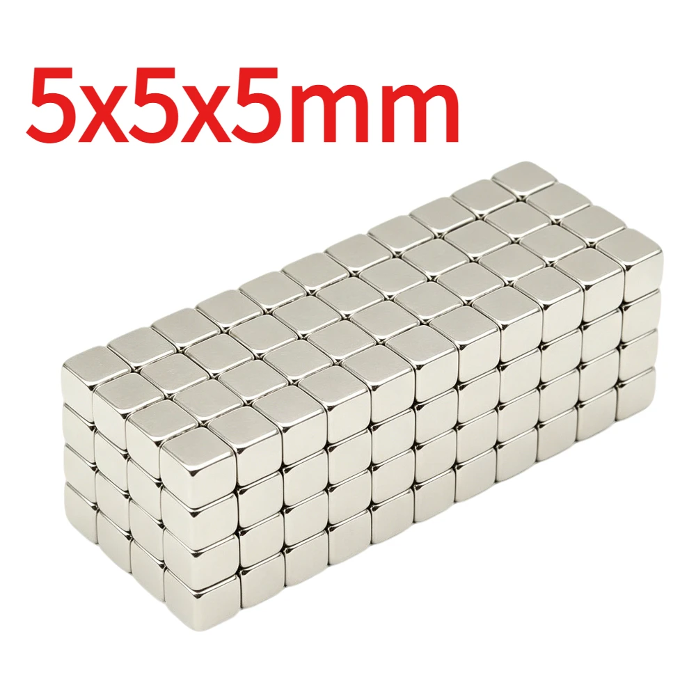 Aimants carrés NdFeB 5x5x5mm, mini blocs magnétiques permanents pour réfrigérateur et accessoires ménagers généraux