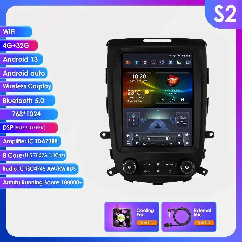 9,7'' 7862 8-core 360 ° Draadloze CarPlay Android autoradio voor Hyundai Santa Fe 2 2006-2012 GPS Multimedia Stereo Head Unit