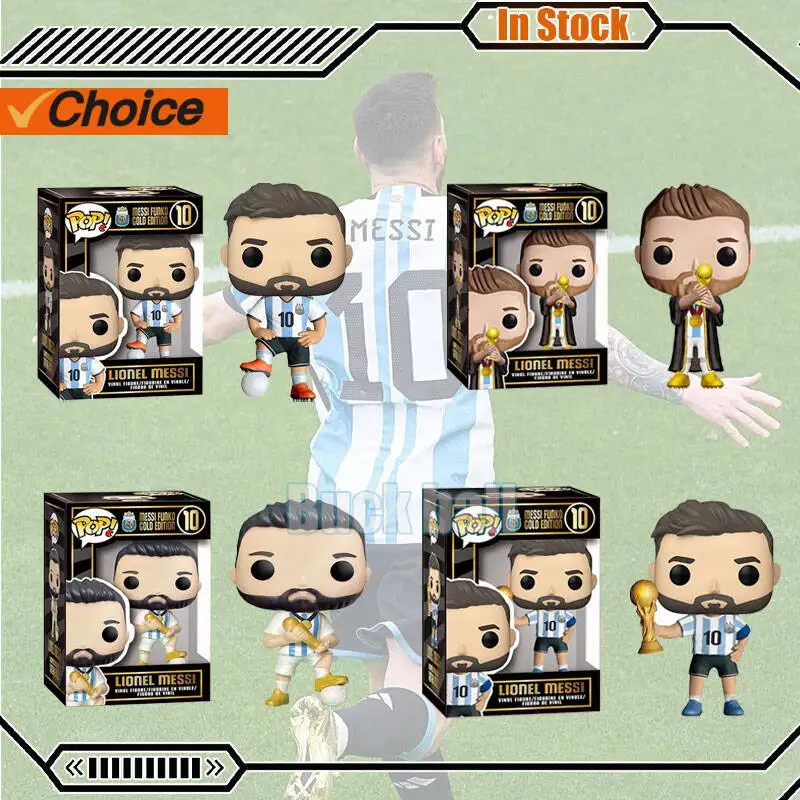 Soccer Superstars Messi Funko Gold Edition Model Funko Pop Anime Figure Messi Action Figure Collection Doll Toys Christmas Gifts