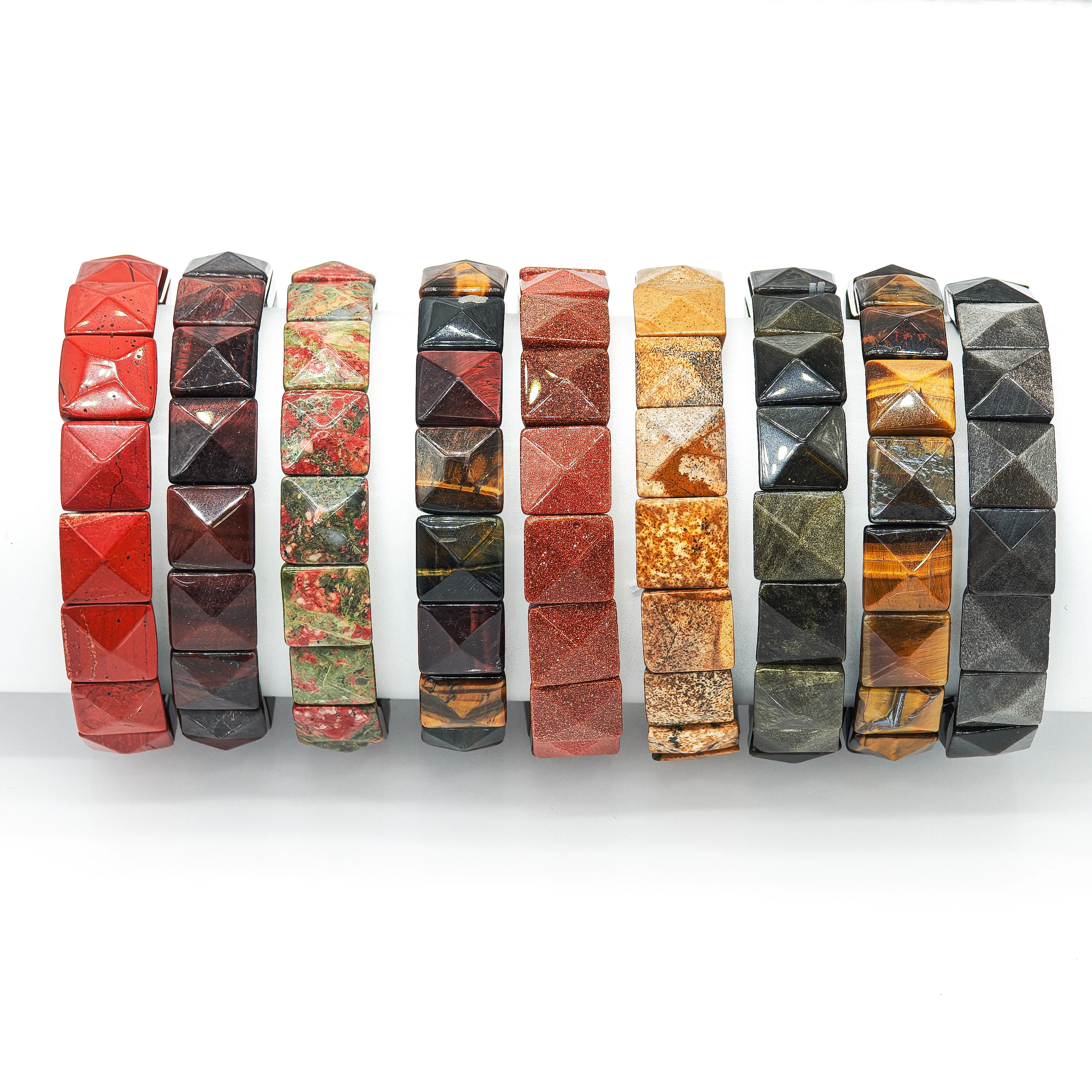 

Модный квадратный граненый браслет 2025 года, 11,5 мм, изготовленный из натурального камня, кристаллов и агата — уникальный подарок