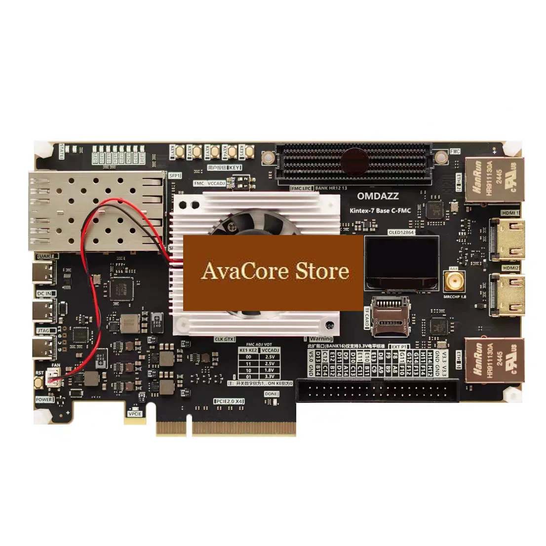 AvaCoreKintex7 FPGA Learning Board, with Gigabit Ethernet, HDMI-compatible Interface, FMC LPC and Expansion Ports, for Education