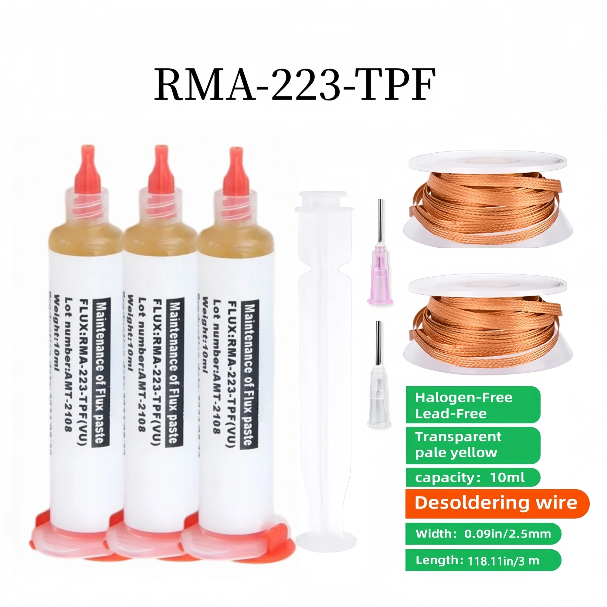 10ml RMA-223-TPF Syringe Soldering Flux Paste No-Clean Liquid Flux for BGA Reballing, SMD PCB Mainboard Chip Repair Welding Tool