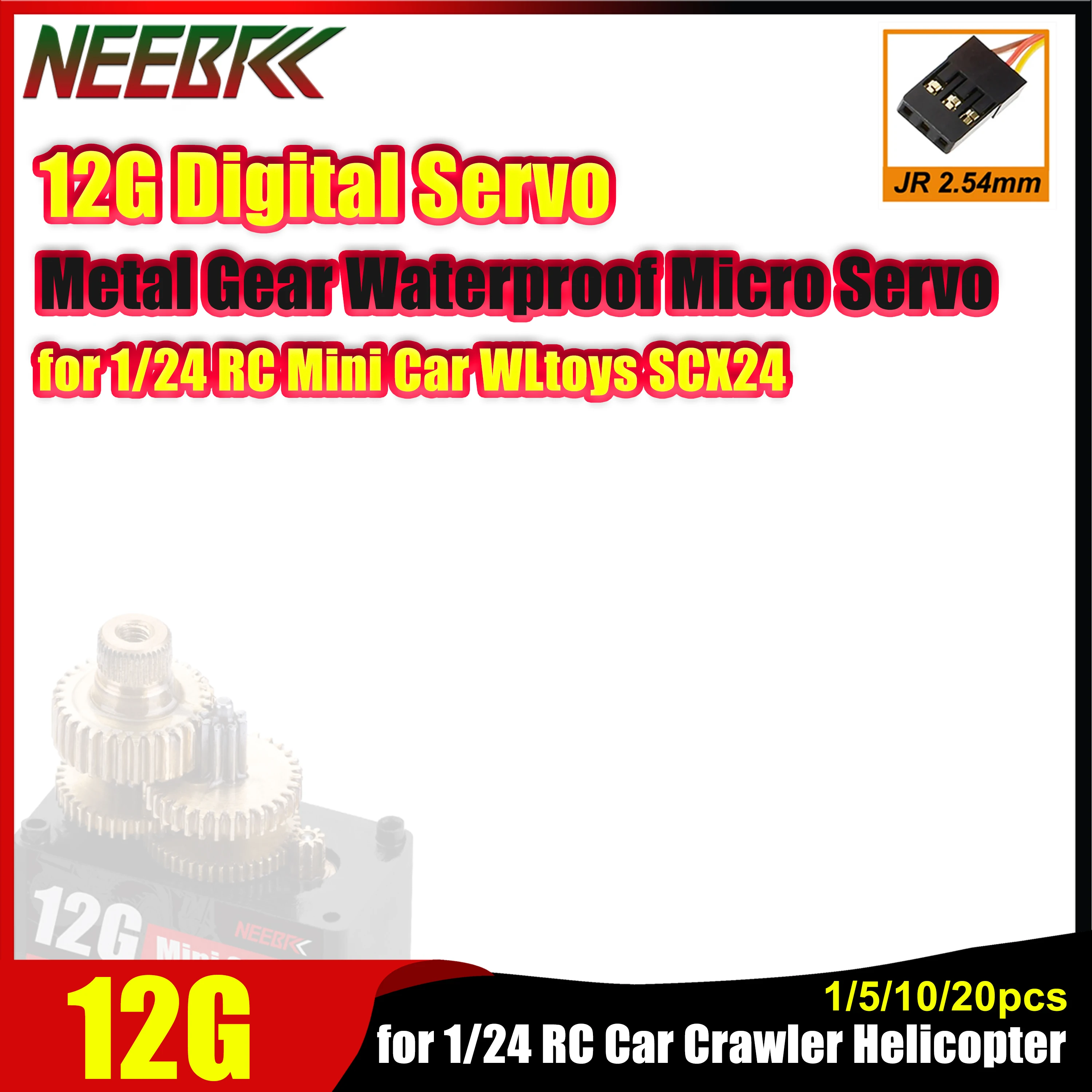 

1/5/10/20 шт. NEEBRC 12G Цифровой микро-сервопривод с металлическим редуктором, водонепроницаемый, для радиоуправляемых мини-машинок 1/24, дронов, вертолетов, самолетов с фиксированным крылом WLtoys SCX24