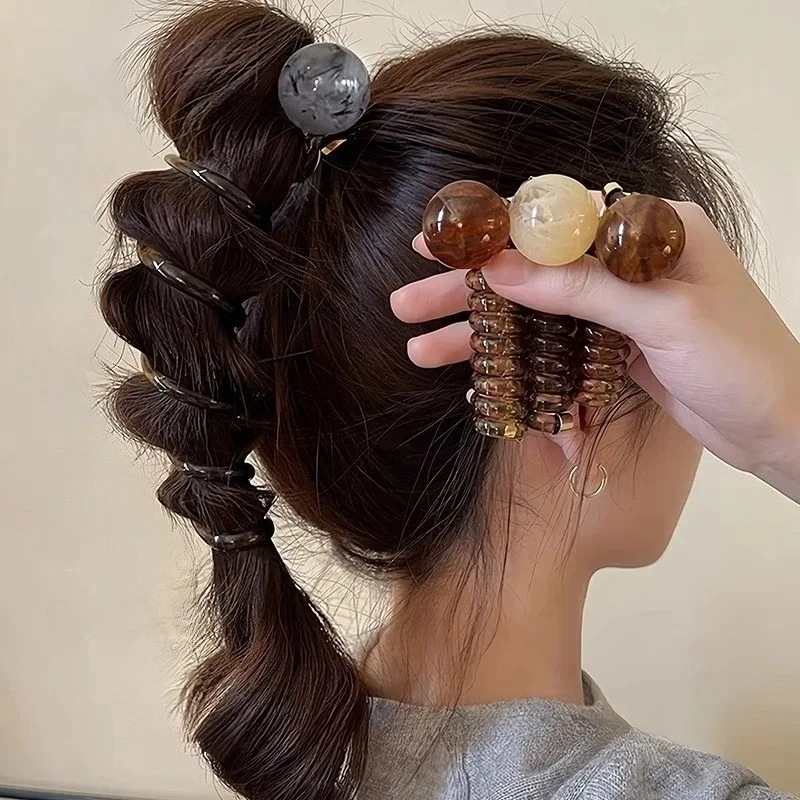 Vintage Heart‑Ball Elastic Scrunchie Soft Ponytail Hair Ties for Women Girls