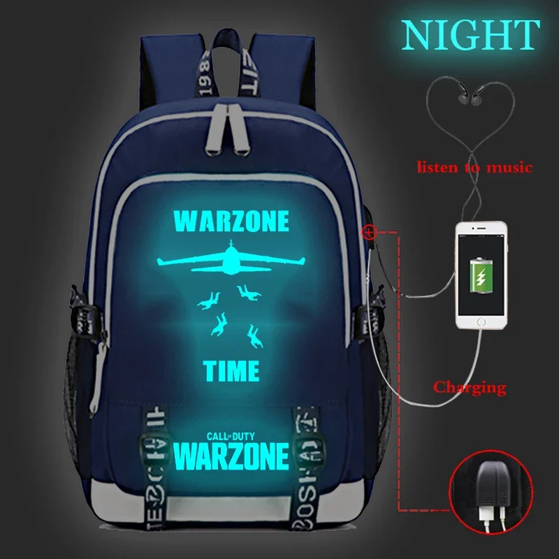 USB Charging Call Of Duty Warzone Backpack for Teenager Student High Quality Laptop School Bags Travel Back Pack Boys Bookbag