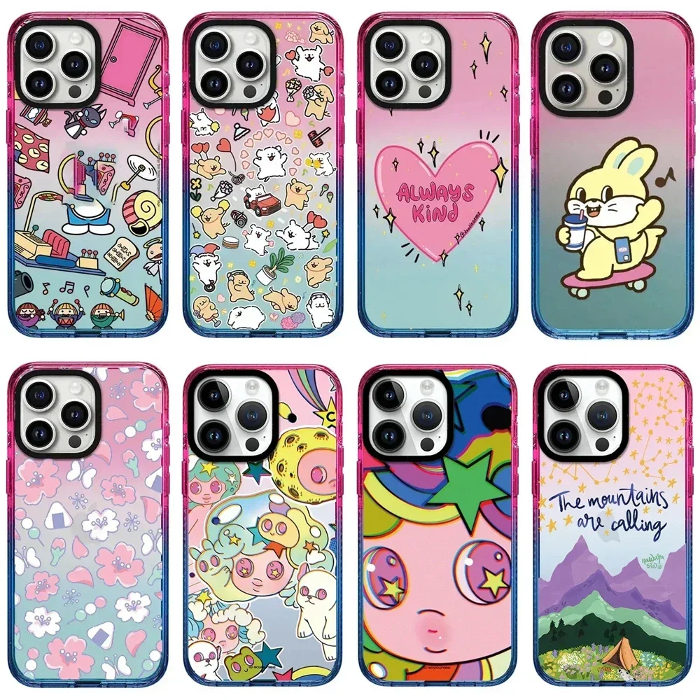 

2.0 Acrylic Colorful Border Cartoon Heart iPhone 11 12 13 14 15 Pro Max Case - Protective iPhone Case