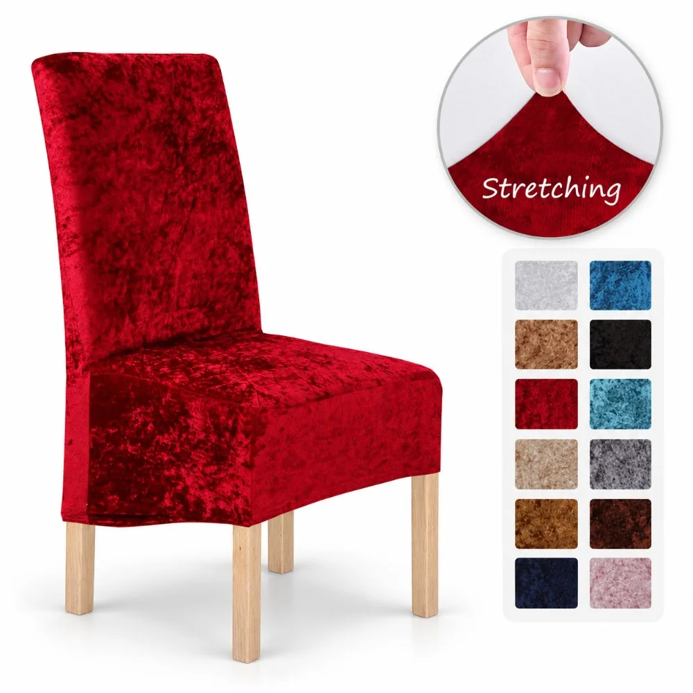 1/2/4/6PCS Velvet Dining Chair Cover Elastic Full Package Solid Color Seat Protector for Home Hotel Restaurant Banquet