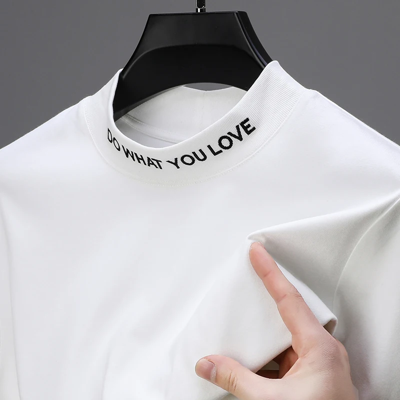 Letter Embroidery Designer Men's T-Shirt O-Neck High-End Brand Long Sleeve Pullover Autumn New Trend Casual Exquisite Menswear