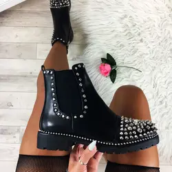 Białe botki Pointe Shoes Zipper Rivets Luksusowe designerskie botki Damskie buty-kobiety Low Pointy Med Rubber Fashion 2024