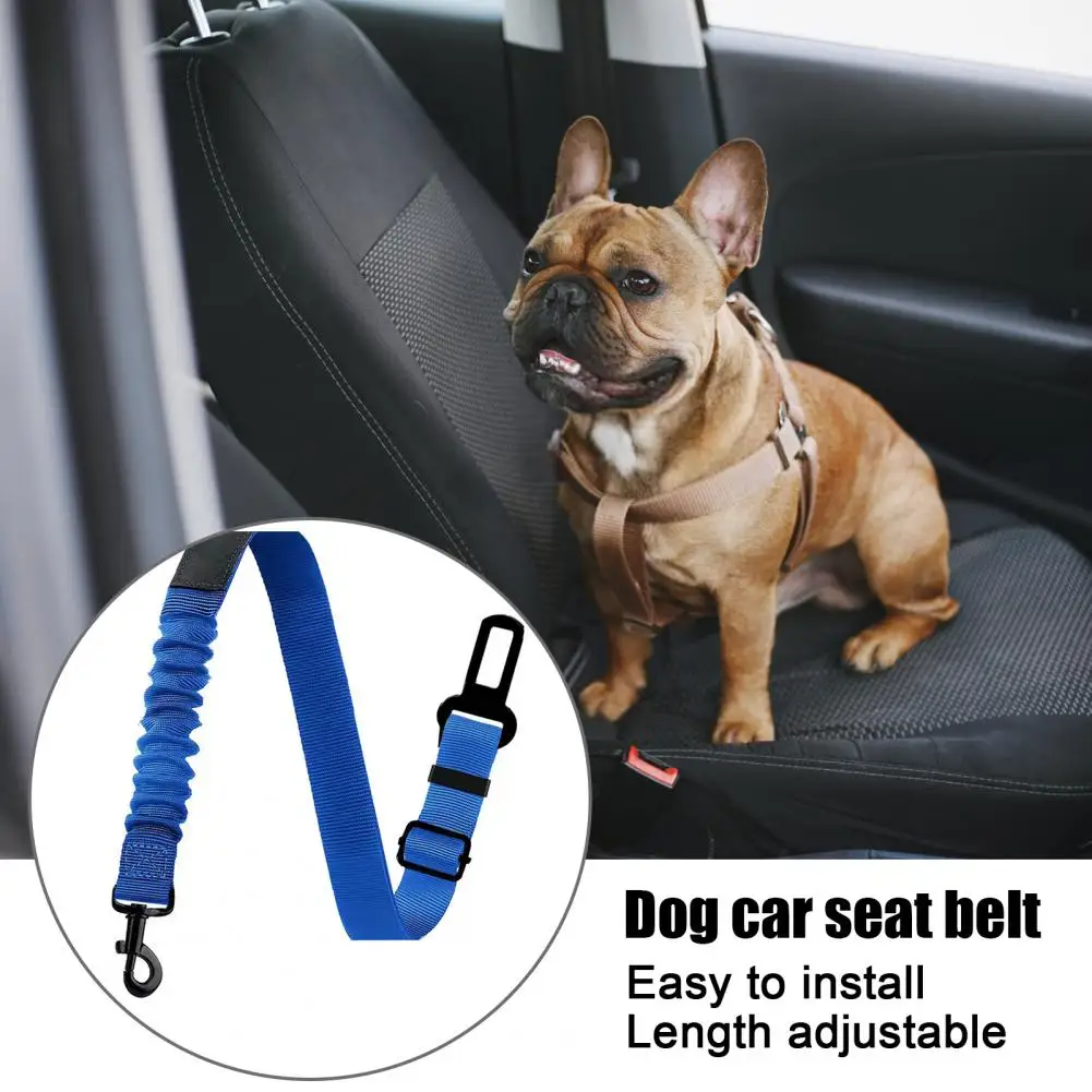 Dog Seat Belt Adjustable Dog Car Harness Retractable Restraint Seatbelt Leash Nylon Pet Safety Seat Belt Elastic Bungee Buffer