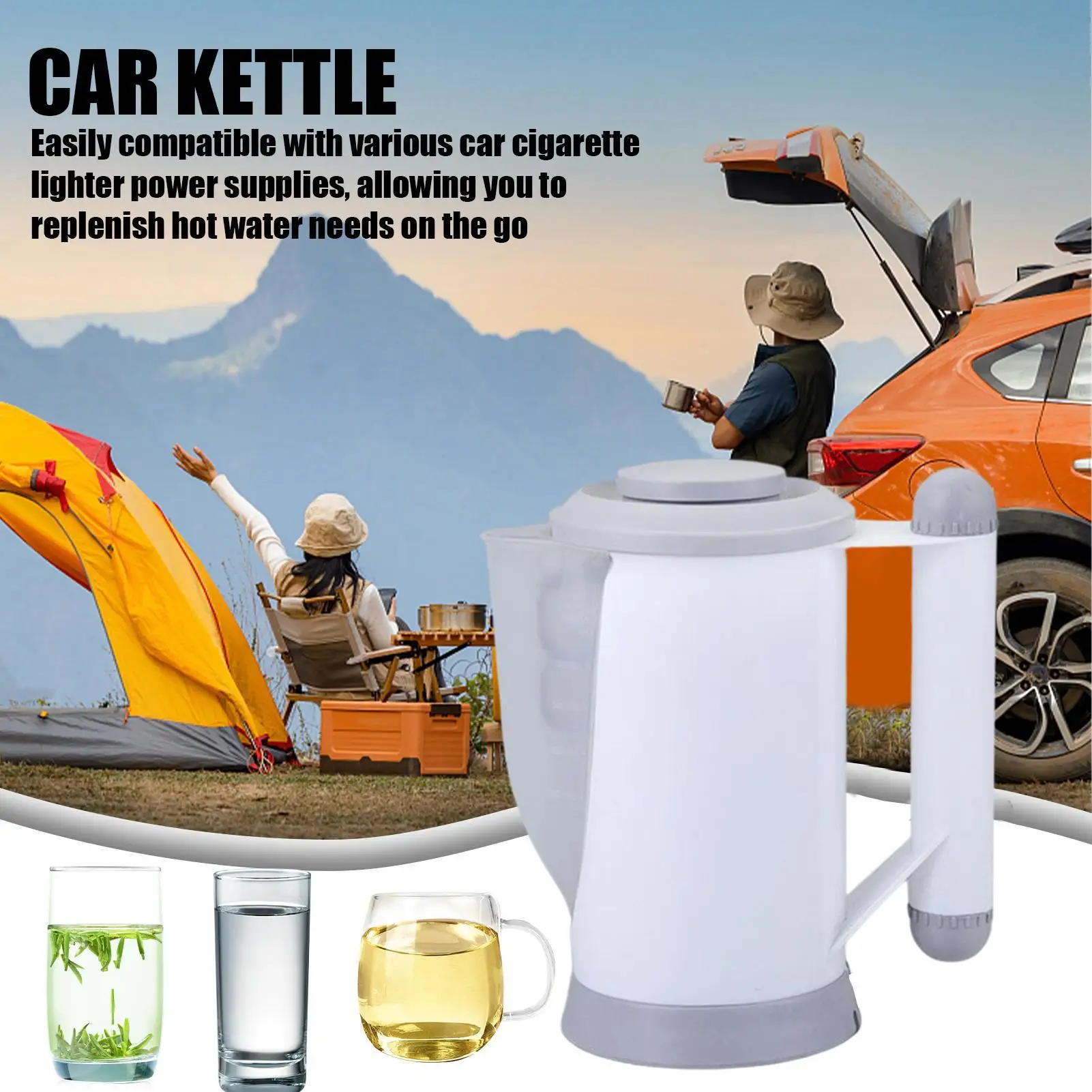 12V 24V Car Kettle Portable Electric Heated Cup Fast Boiling Water Heater Travel Mug for Car Truck RV Camping Road Trip Driving