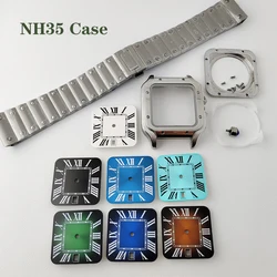 NH35 case NH35 square dial Roma dial case folding buckle square case suitable for NH35 NH36 movement watch accessories