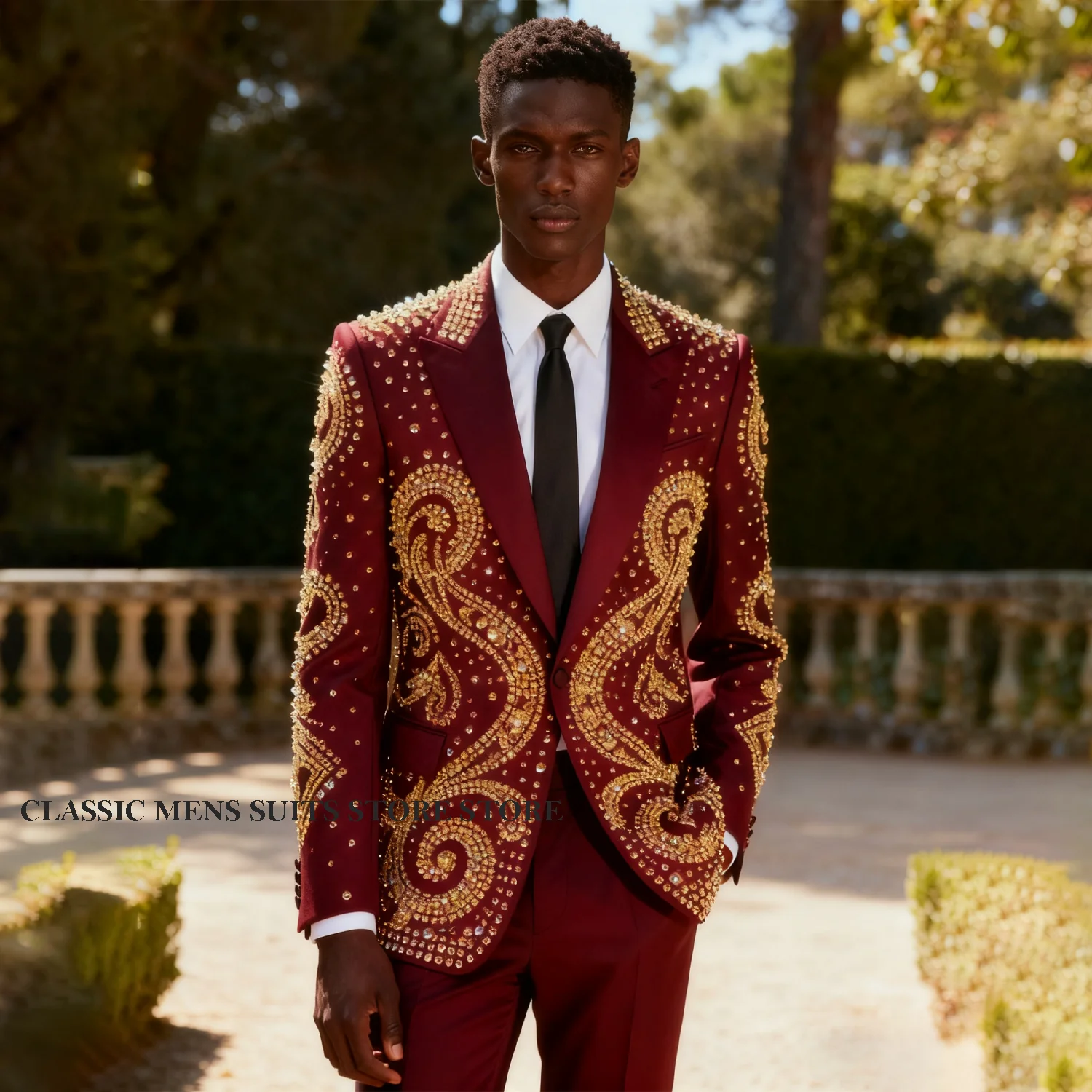 

Luxury Customized Sparkle Design Men Suits Groom Male Blazers 2 Piece Crystal Diamond Wedding Party Slim Fit Tuxedos Ropa hombre