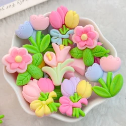 10Pcs New Resin Flower Flat Back Cartoon Scrapbook Figurine DIY Bow Decor Accessories Crafts