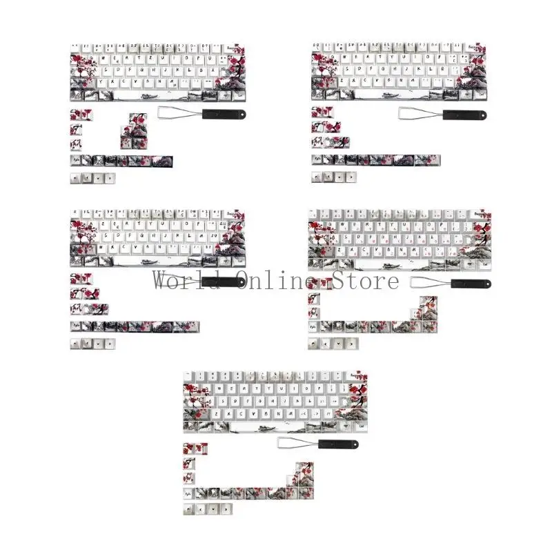 

Немецкий французский Испания Ansi Dyesub Keycaps Plum Blossom 80keys CherryProfile Keycap для Qwertz Azerty 61 64 67 68 87HC