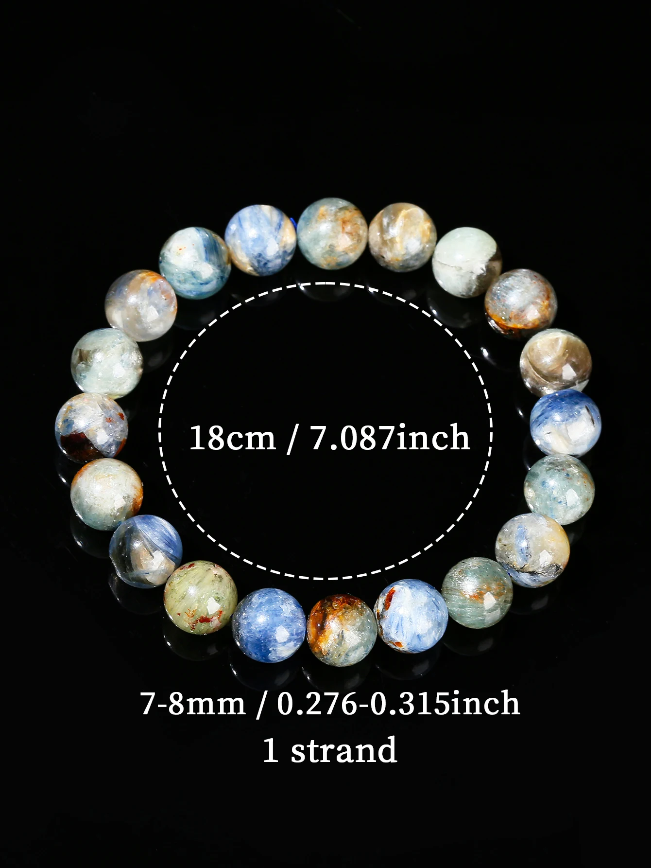 Armband aus Natursteinen, blaues Kyanit-Steinarmband, Edelsteinperlen, Chakra-Stein-Schmuck für Damen und Herren, spirituelles Geschenk. – Detail 1