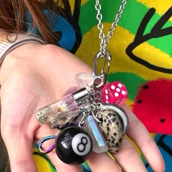 Korean Fashion Billiards 8 Natural Spots Moon Pendant Necklace Star Thorns Necklaces Women Vintage Accessorie Punk Jewelry Dice
