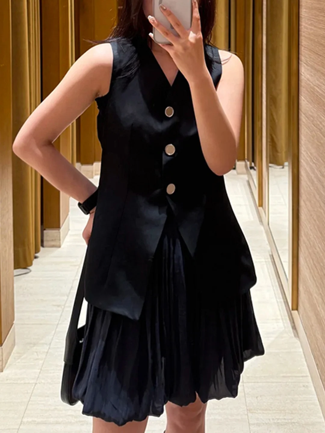 

Весна 2026, женское трапециевидное платье с высокой талией и высокой талией Dr, комплект из двух предметов, клетчатый дизайн на одной пуговице, повседневная мода для поездок на работу