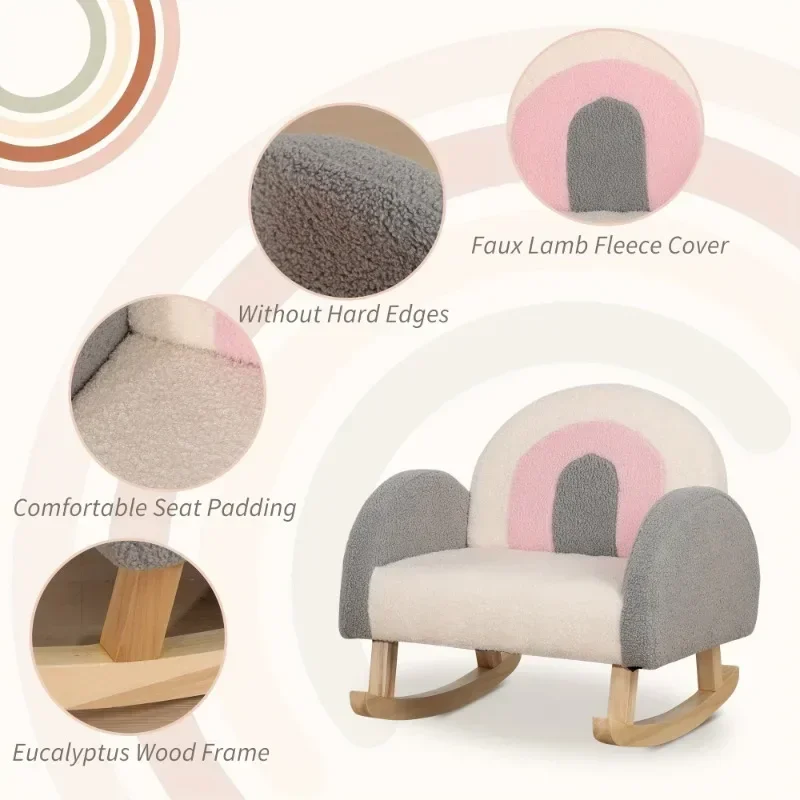 Rocking Sofa Comfortable Kids Chair Backrest Wooden Toddler Armchairs Children Chair Growing Baby Car Seat Home Furniture