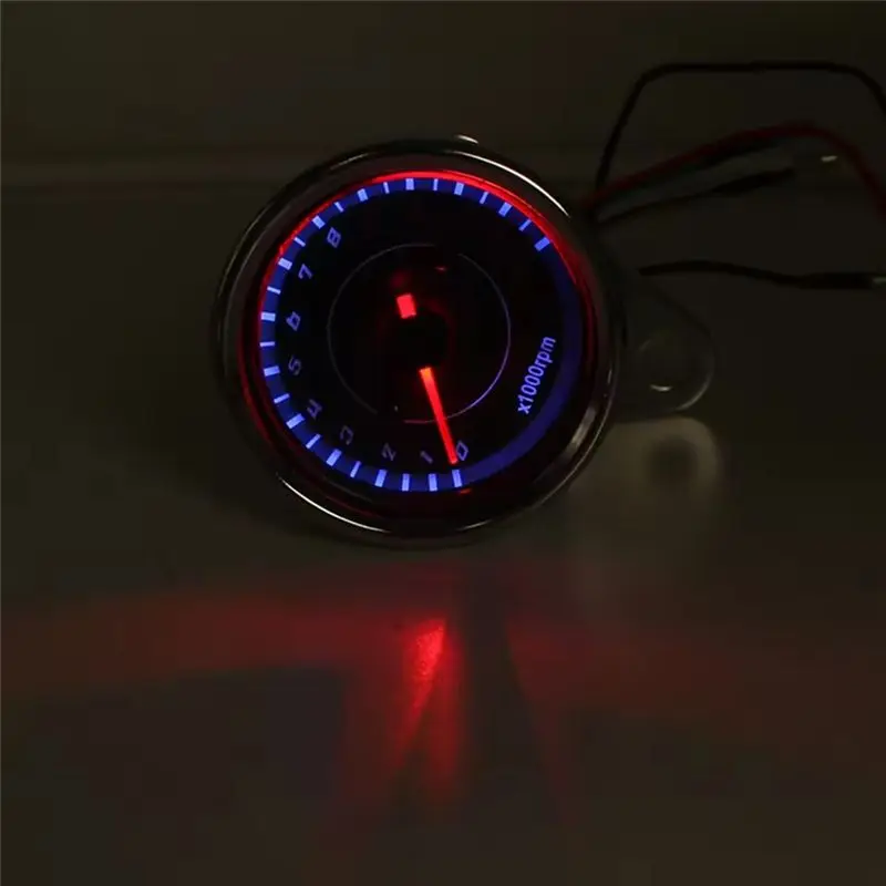 A99F-DC 12V Analog RPM Gauge Motorcycles Tachometer With Blue LED Backlight 1000RPM Digital Tacho Gauge Motorbike RPM Meter