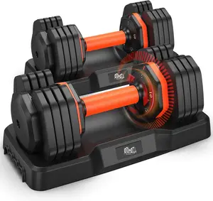 Adjustable Dumbbell Set of 2, 110lbs/50lbs Weights with Storage Box, Anti-slip Grip for Home Gym
