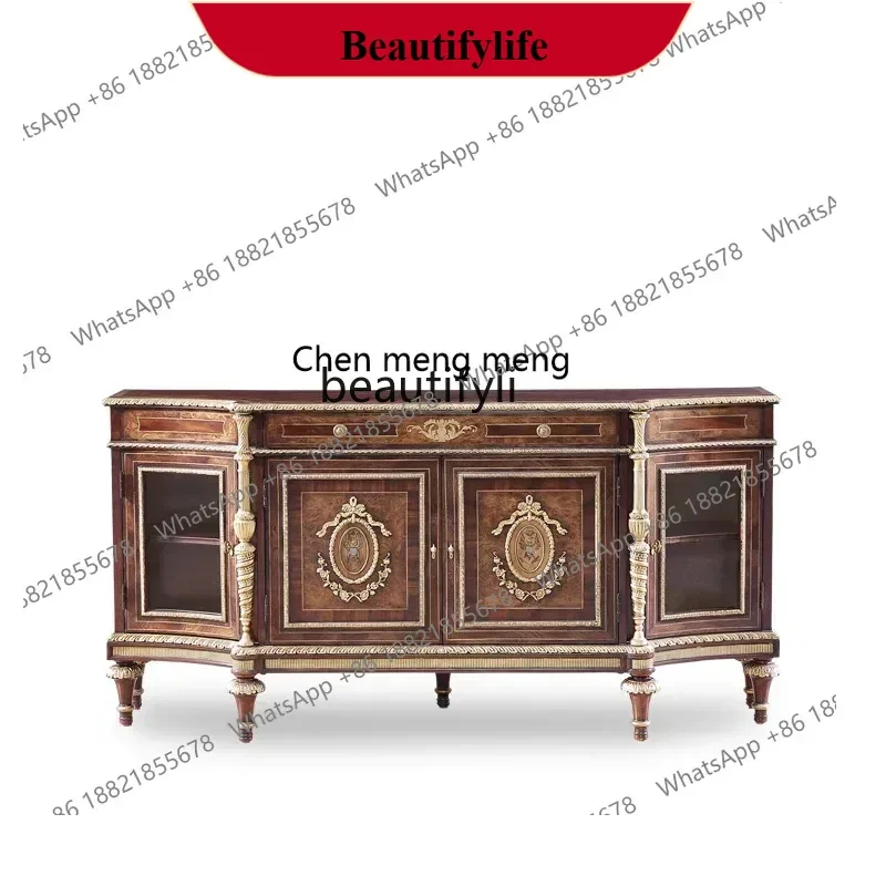 D178 English style, mahogany porch decorative cabinets, living room, dining side lockers, villa customizable furniture