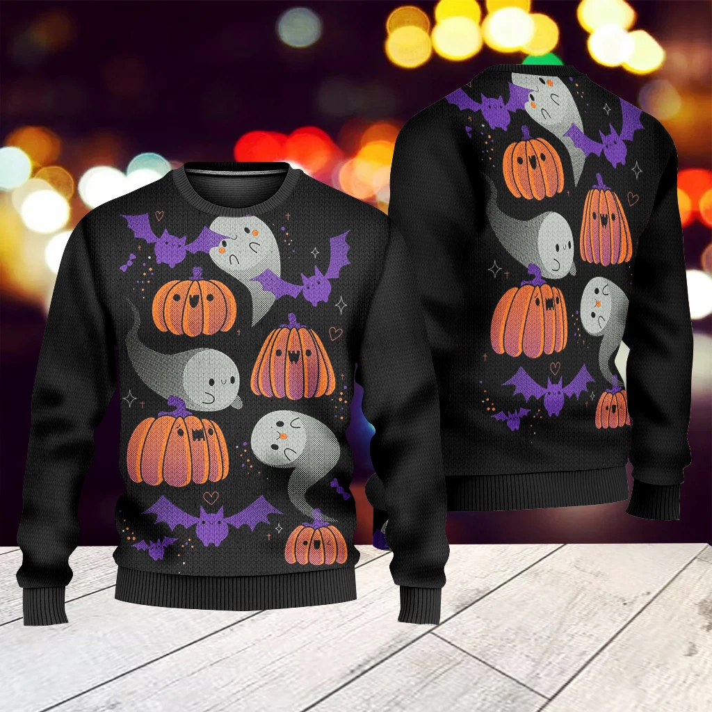 Women's Spring and Autumn Women's 3D Printed Halloween Christmas Sweater Hot Selling 2023 Customized Christmas Funny Cute Sweate